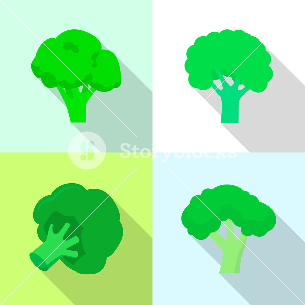1000x1000 Broccoli Cabbage Icon Set Flat Set Of Broccoli Cabbage Vector
