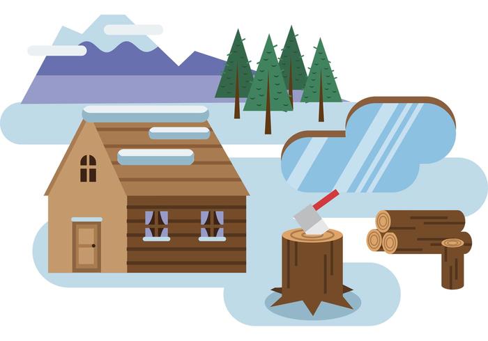 Log Cabin Snowy Landscape Vector 700x490 Log Cabin Snowy Landscape Vector