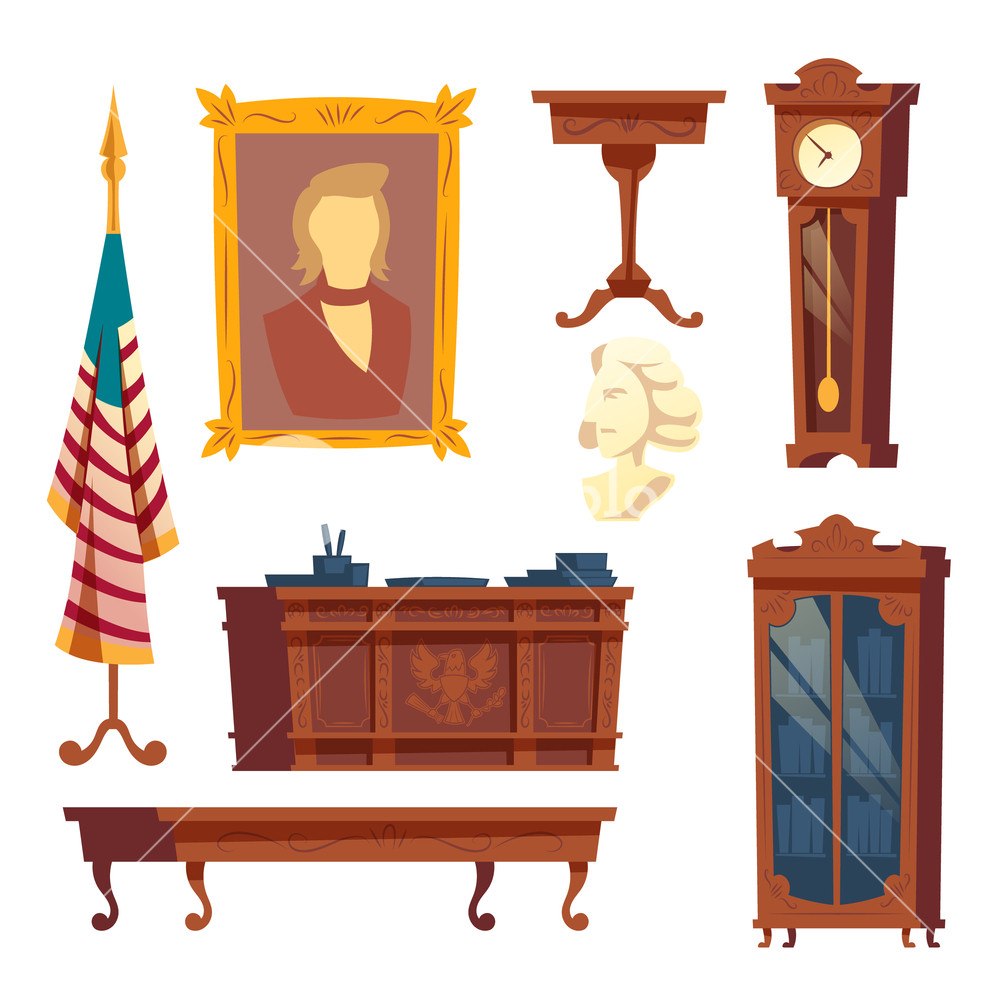 Vector Cartoon Collection Of Furniture From White House, Oval 1000x1000 Vector Cartoon Collection Of Furniture From White House, Oval