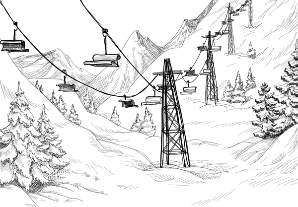 Cable Car With Snow Mountains Landscape Vector Free Download 600x417 Cable Car With Snow Mountains Landscape Vector Free Download