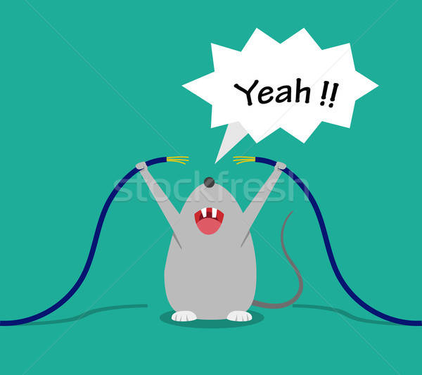 600x533 Bad Rat Happy After Bite Cable, Vector Cartoon Vector Illustration