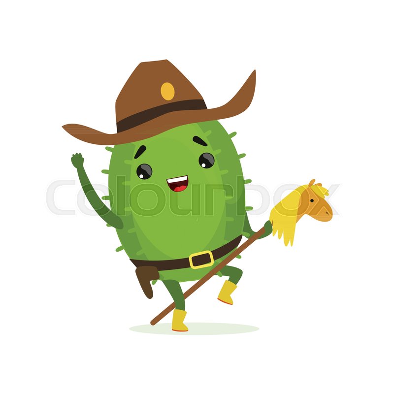 Cute Cactus Cowboy, Funny Plant Stock Vector Colourbox 800x800 Cute Cactus Cowboy, Funny Plant Stock Vector Colourbox