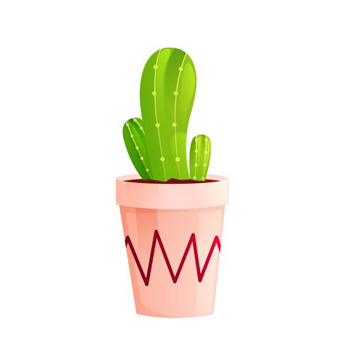 Cactus In Flower Pot Vector Cartoon Illustration 489x490 Cactus In Flower Pot Vector Cartoon Illustration
