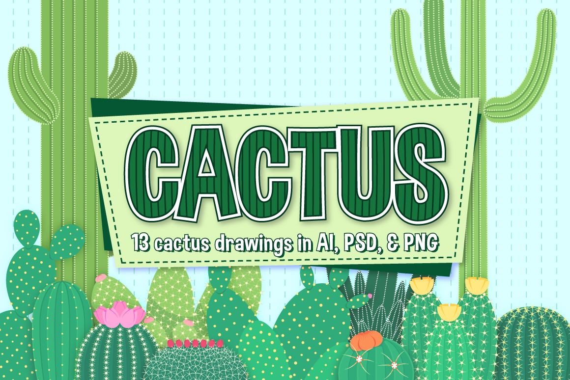 1160x774 Cactus Clipart Vector Set Graphic
