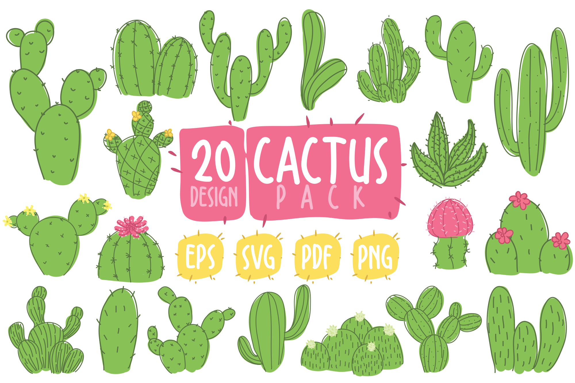 2000x1332 Cactus Clipart Bundle Graphic