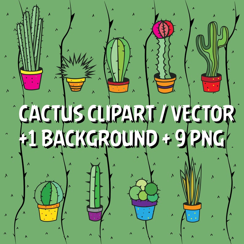 794x794 Cactus Clipart Cactus Vector Cactus Png Desert Plants Etsy