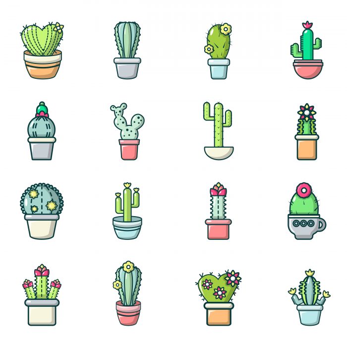 Cactus Flower Icons Set, Cartoon Style Gamedev Market 700x700 Cactus Flower Icons Set, Cartoon Style Gamedev Market