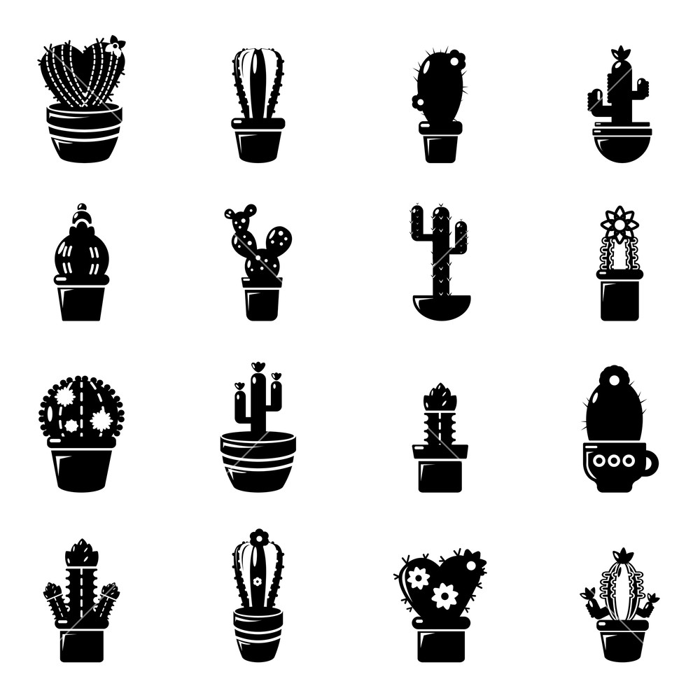 Cactus Flower Icons Set Simple Illustration Of Cactus Flower 1000x1000 Cactus Flower Icons Set Simple Illustration Of Cactus Flower