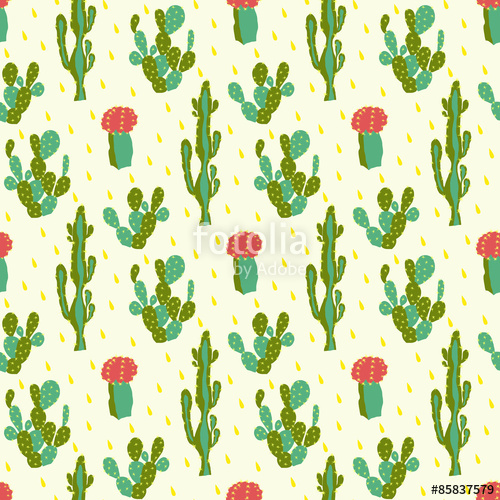 Seamless Cute Cactus Flower Vector Pattern Stock Image 500x500 Seamless Cute Cactus Flower Vector Pattern Stock Image