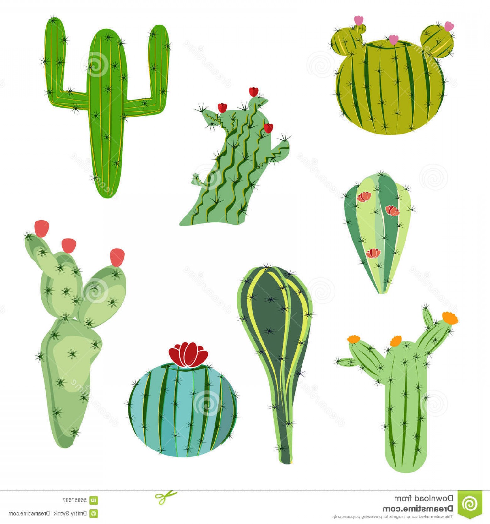 Stock Illustration Vector Illustration Set Cactus Flowers Flat 1560x1668 Stock Illustration Vector Illustration Set Cactus Flowers Flat