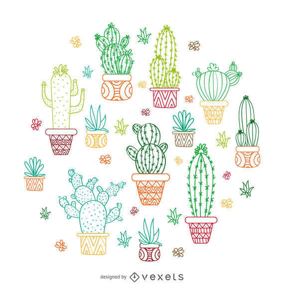 Cactus Outline Illustration 570x570 Cactus Outline Illustration