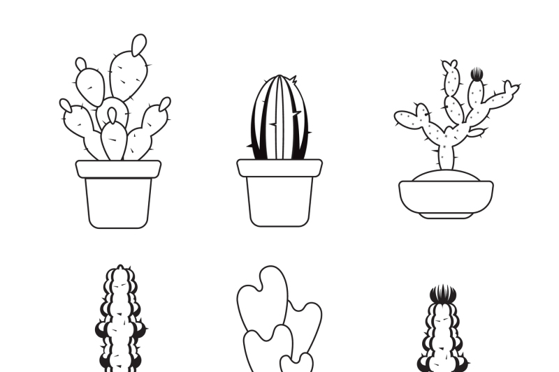 Vector Hand Drawn Outline Cactus, Desert Thorn Tree Set 800x533 Vector Hand Drawn Outline Cactus, Desert Thorn Tree Set