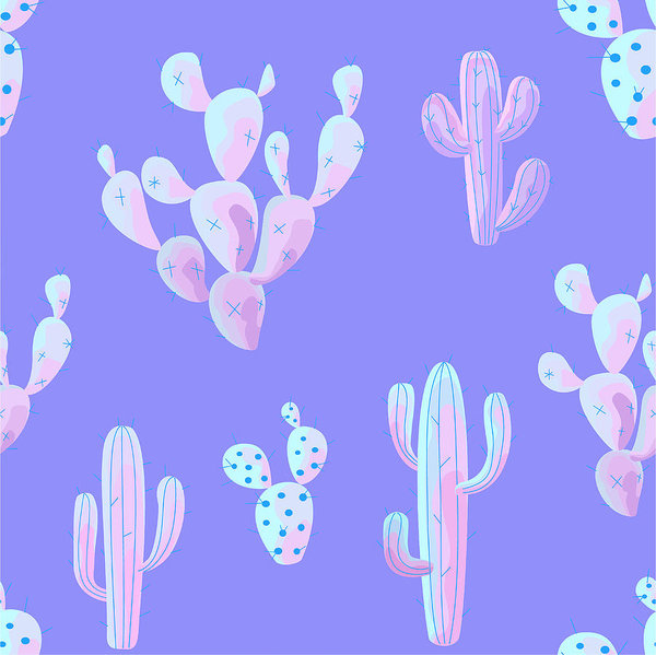 Cactus Pattern Vector Seamless Texture Art Print 600x599 Cactus Pattern Vector Seamless Texture Art Print
