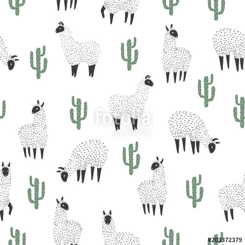 Seamless Llama And Cactus Pattern Vector Background Stock Image 500x500 Seamless Llama And Cactus Pattern Vector Background Stock Image