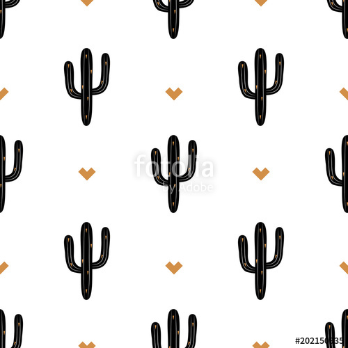 Simple Seamless Background With Cactus Image Gold And Black 500x500 Simple Seamless Background With Cactus Image Gold And Black