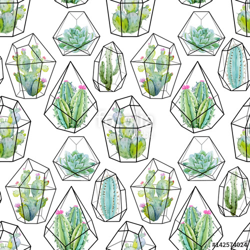Watercolor Vector Cactus Pattern Stock Image And Royalty Free 500x500 Watercolor Vector Cactus Pattern Stock Image And Royalty Free