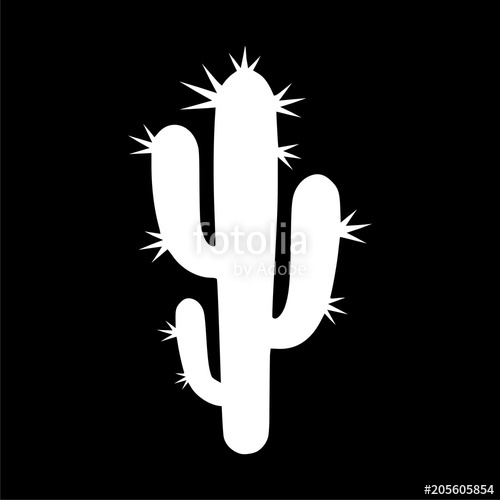 500x500 Cactus Plant Silhouette Icon On Dark Background Stock Image