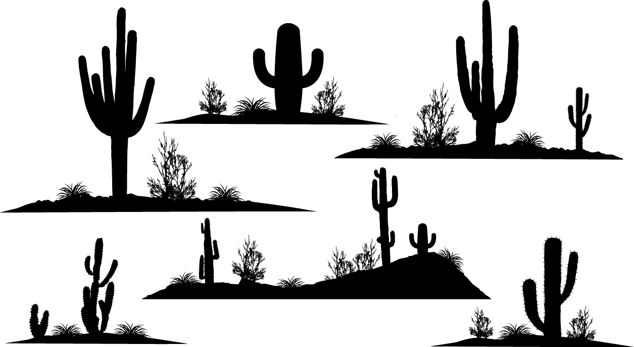 1255x686 Cactus Silhouettes Vector Icon Template Clipart Free Download