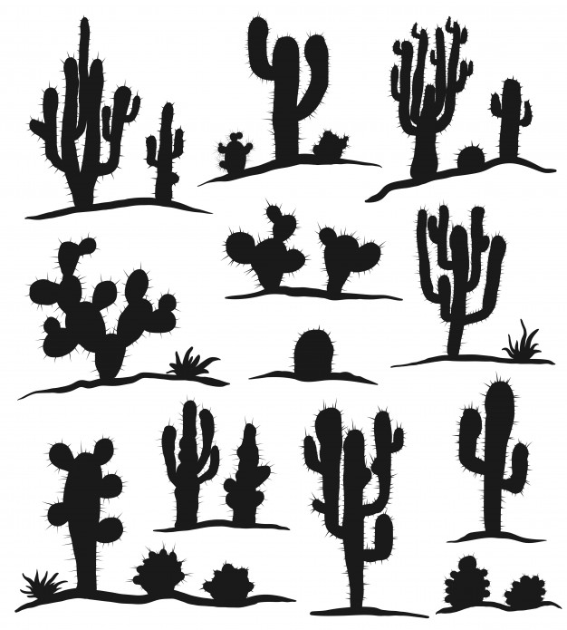 626x695 Background Scene With Cactus In Desert Vector Free Download
