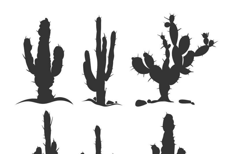 800x533 Desert Cactus Vector Silhouette Plants Isolated On White