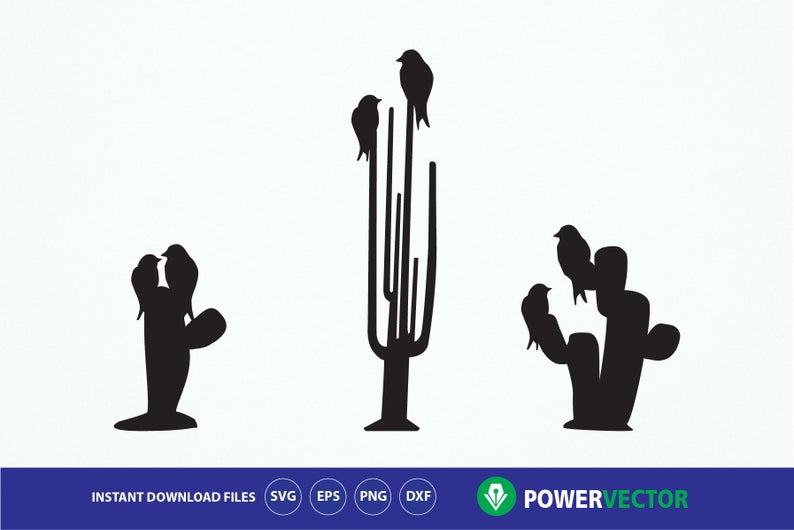 794x530 Birds Cactus Clipart Birds Silhouette Vector Dxf Etsy