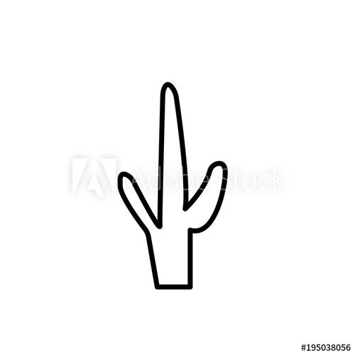 500x500 Cactus Silhouette Clip Art Outline On White Background