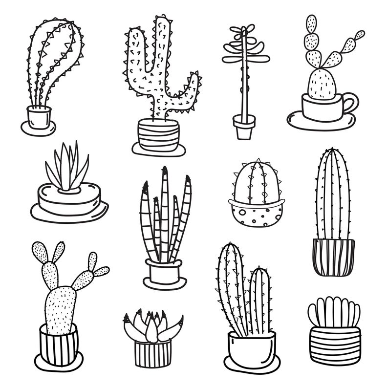 Hand Drawn Cactus Vector Set Cactus Clipart Set Doodle Art Etsy 794x794 Hand Drawn Cactus Vector Set Cactus Clipart Set Doodle Art Etsy