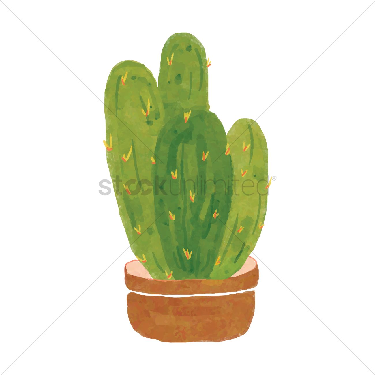 Watercolor Cactus Vector Image 1300x1300 Watercolor Cactus Vector Image