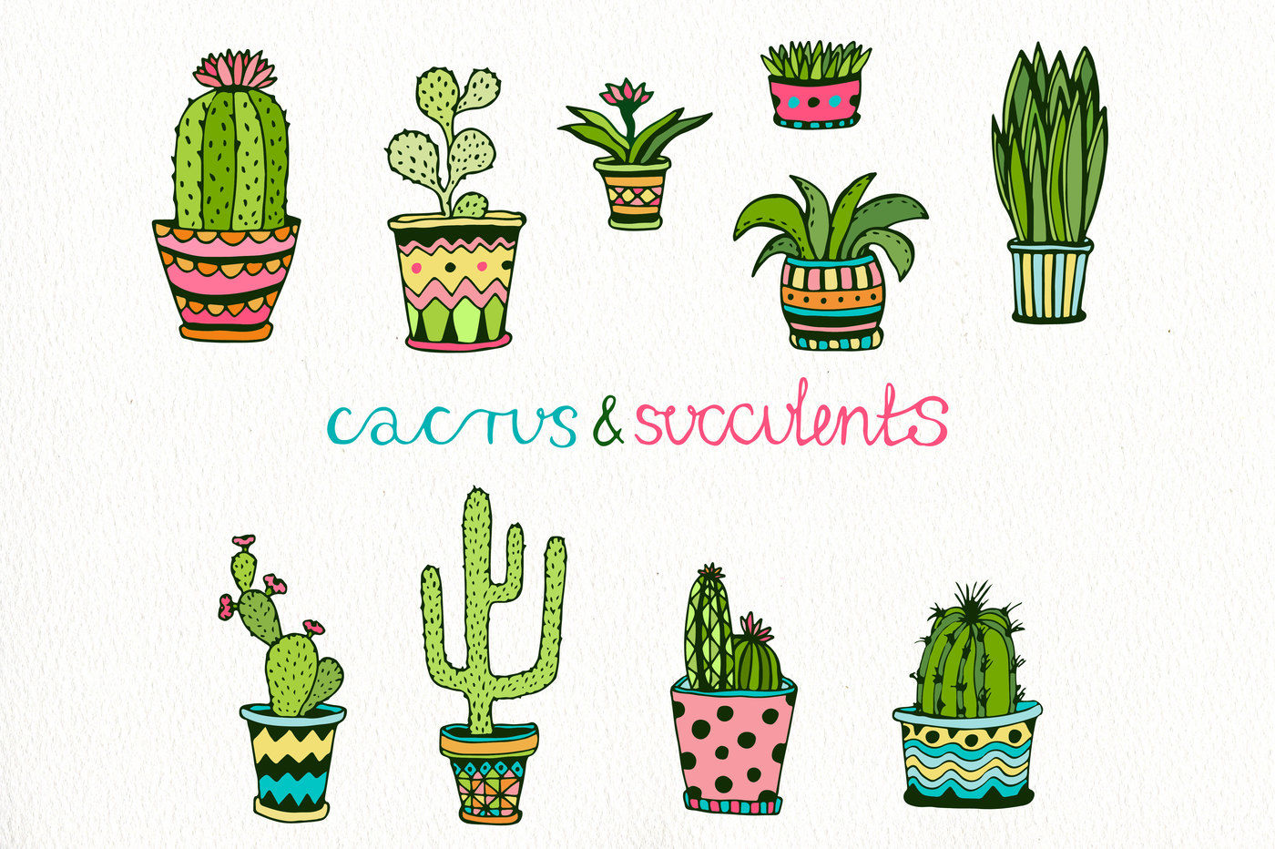 Doodle Cactus Set Vector Art 1400x932 Doodle Cactus Set Vector Art