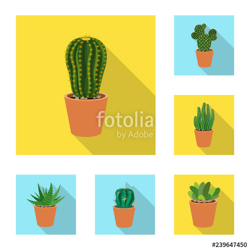 500x500 Vector Illustration Of Cactus And Pot Sign Collection Of Cactus