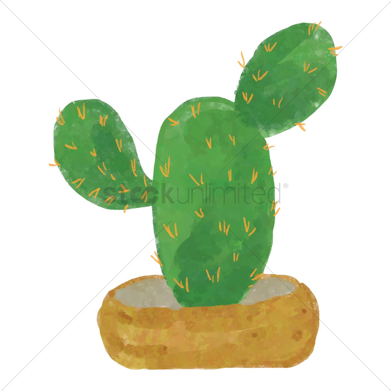 1300x1300 Watercolor Cactus Vector Image