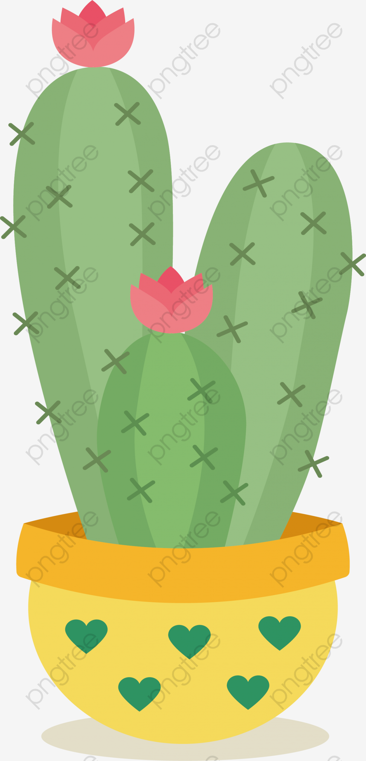 1200x2493 Yellow Flowerpot Cactus, Vector Png, Cactus, Plants Png And Vector