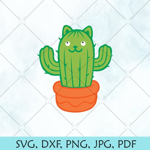 570x570 Cactus Cat Cute Catus Faces Cacti Vector Kitty Etsy
