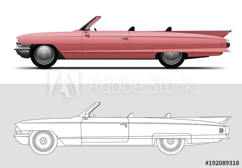 500x348 Vector Illustration Of Cadillac Deville Old Timer, Classic