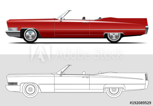 500x348 Vector Illustration Of Cadillac Deville Old Timer, Classic