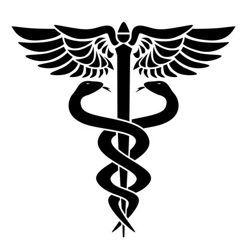 490x490 Caduceus Medical Symbol, With Two Snakes, Staff And Wings, Vector