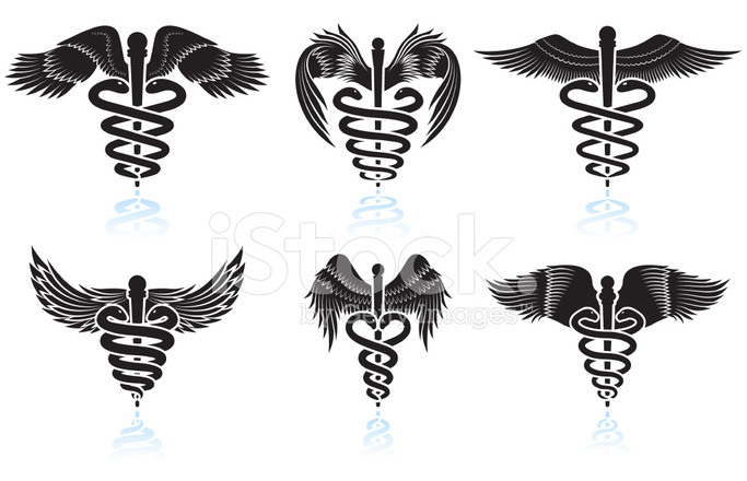 683x440 Medical Caduceus Black White Royalty Free Vector Icon Set Stock