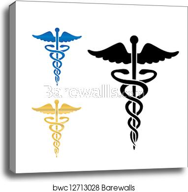 382x390 Caduceus Medical Symbol Vector Illustration, Canvas Print