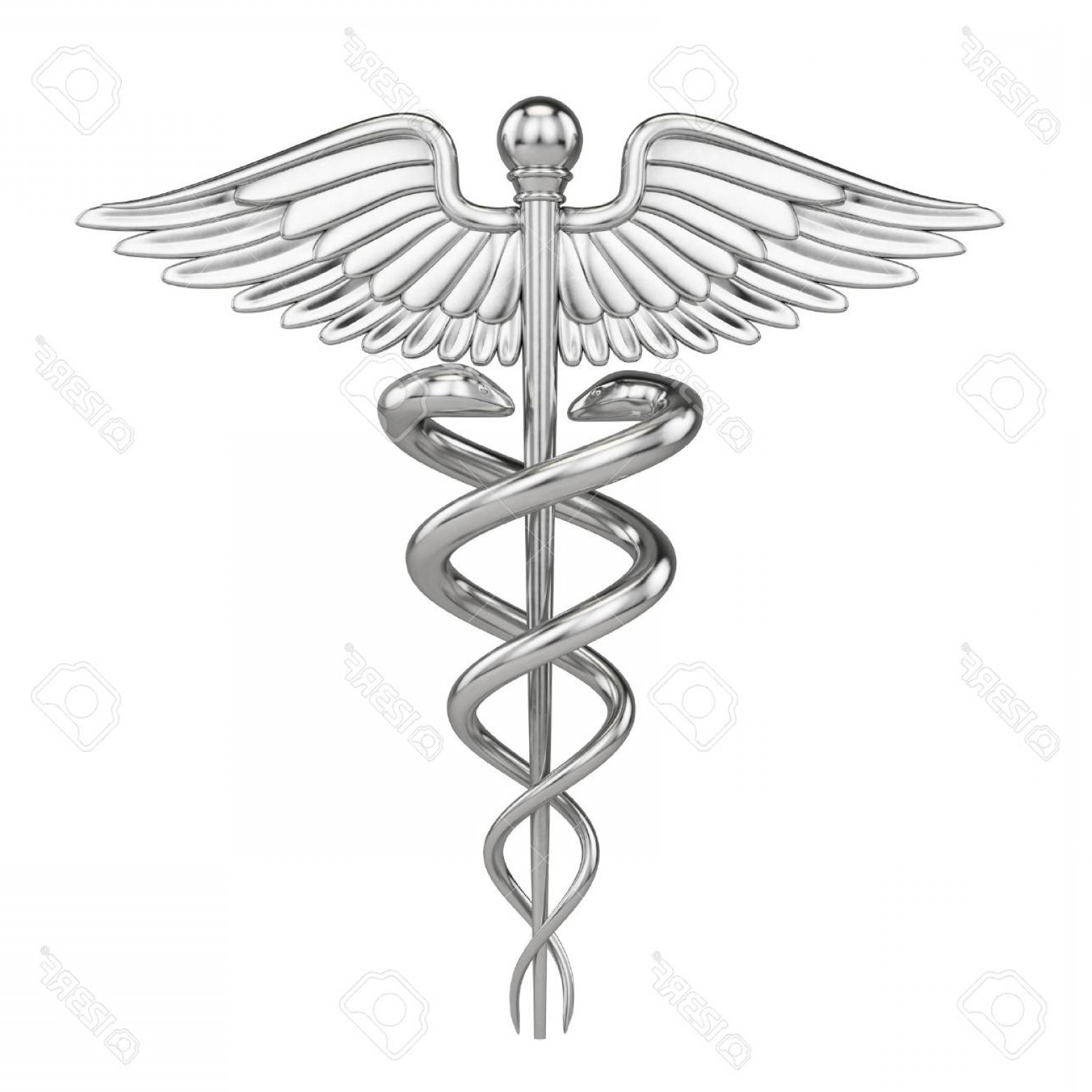 1560x1560 Photosilver Metall Caduceus Medical Symbol With Isolated On White
