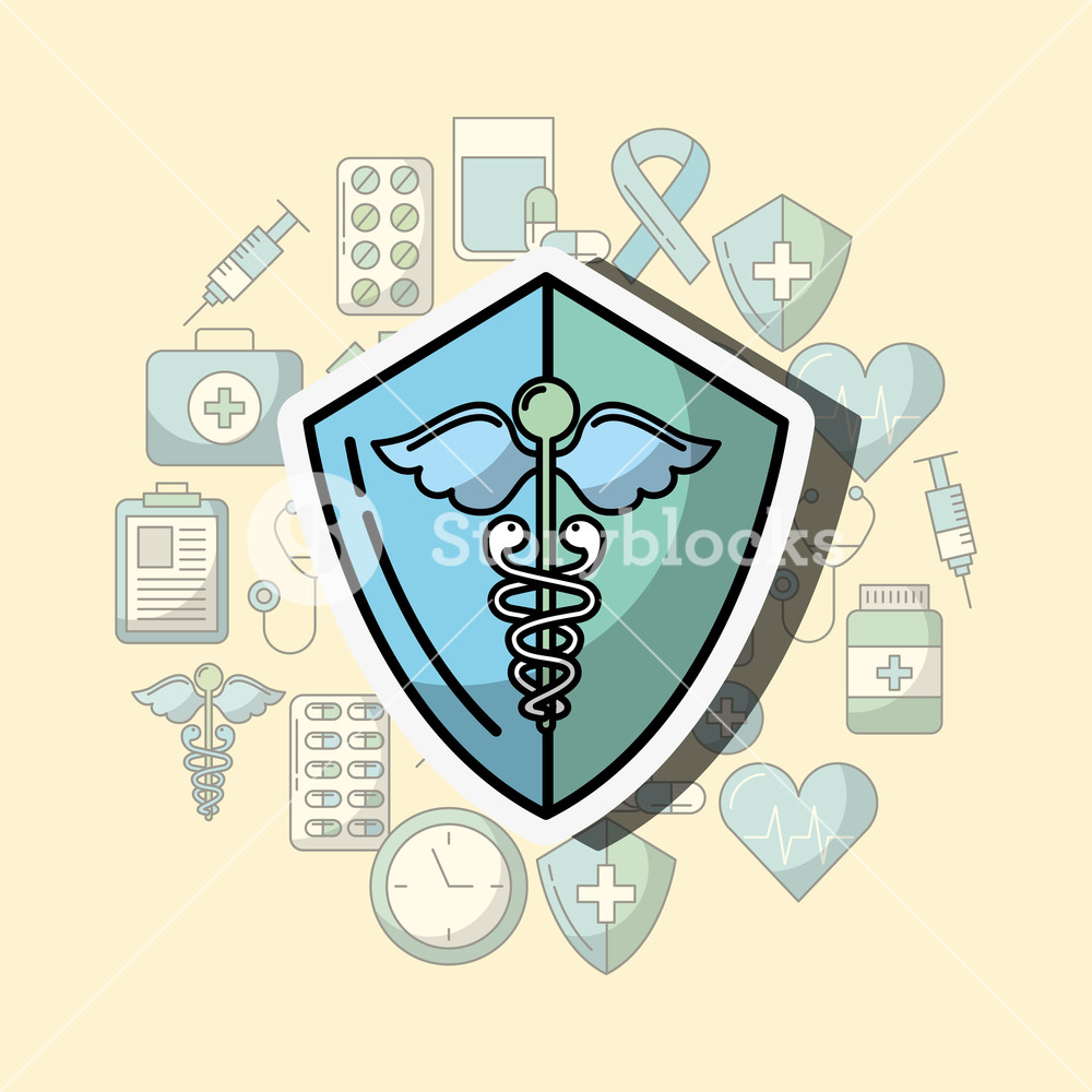 1000x1000 Medical Caduceus Protection Healthcare Symbol Vector Illustration