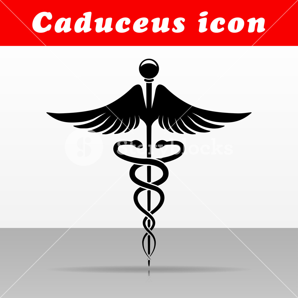 1000x1000 Illustration Of Black Caduceus Vector Icon Design Royalty Free