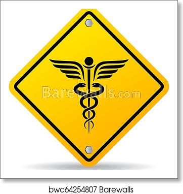 362x382 Medical Caduceus Vector Sign, Art Print Barewalls Posters
