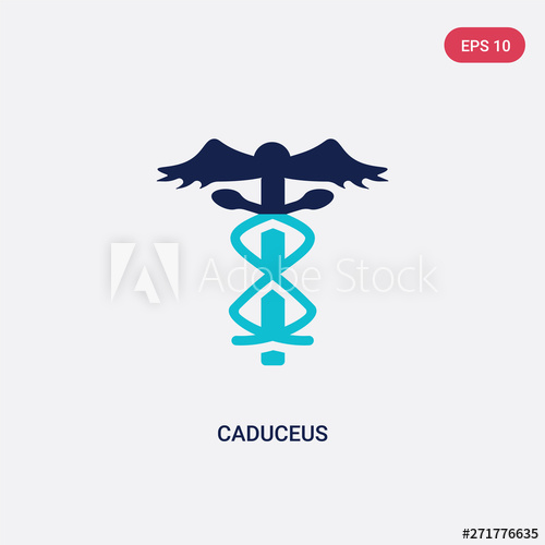 500x500 Two Color Caduceus Vector Icon From Greece Concept Isolated Blue