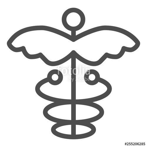 500x500 Caduceus Line Icon Asclepius Wand Vector Illustration Isolated