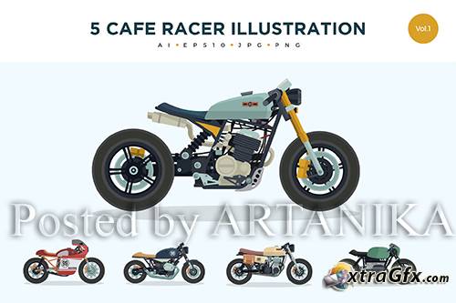 Vintage Cafe Racer Vector Illustration Set Xtragfx Creating 500x333 Vintage Cafe Racer Vector Illustration Set Xtragfx Creating