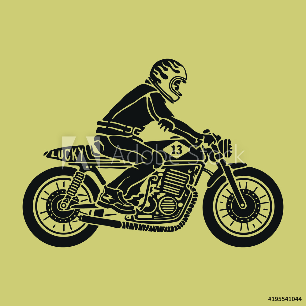 Photo Art Print Biker Sitting On Cafe Racer Vector Illustration 1000x1000 Photo Art Print Biker Sitting On Cafe Racer Vector Illustration