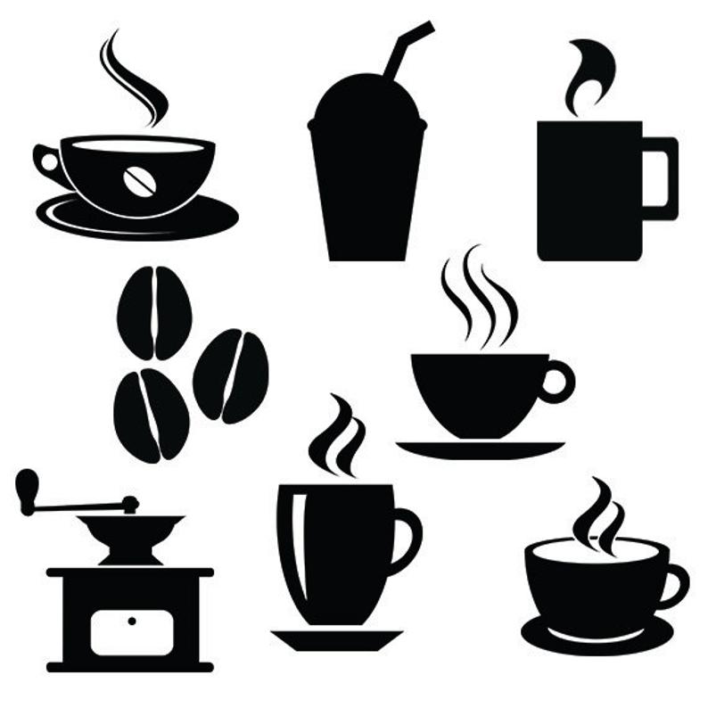 794x794 Coffee Silhouette Pack Cafe Vector Clipart Digital Etsy