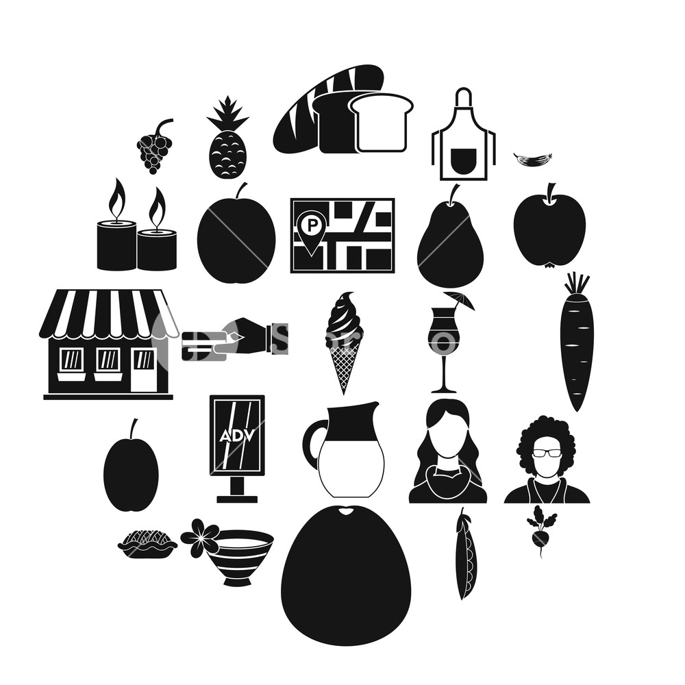 1000x1000 Fruit Cafe Icons Set Simple Set Of Fruit Cafe Vector Icons