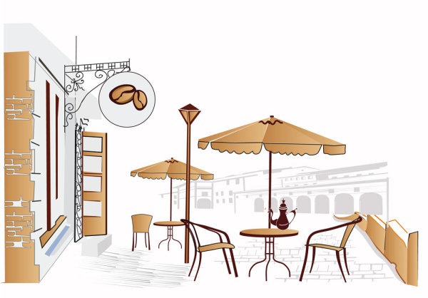 600x418 Hand Painted European Cafe Vector Material My Free Photoshop World
