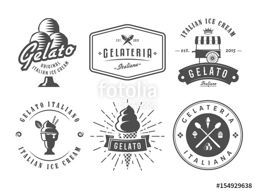 500x375 Set Of Gelato Badges Vector Italian Ice Cream Labels Retro Logos